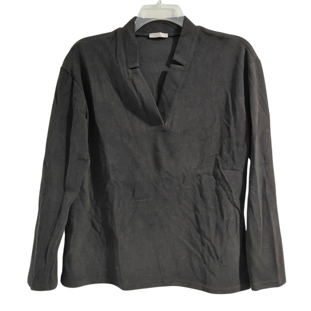 COOFANDY Womens Black V Neck Long Sleeve Casual Top Size Medium